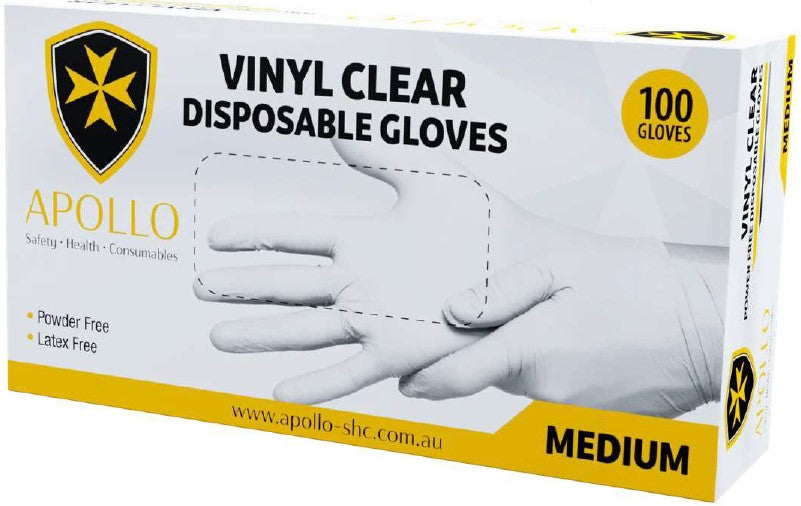 Apollo Vinyl Clear Gloves 100pc