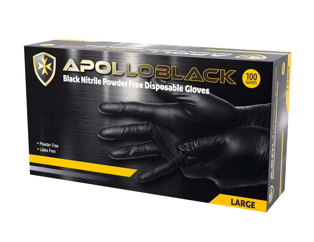 Apollo Black Nitrile Gloves 100pc