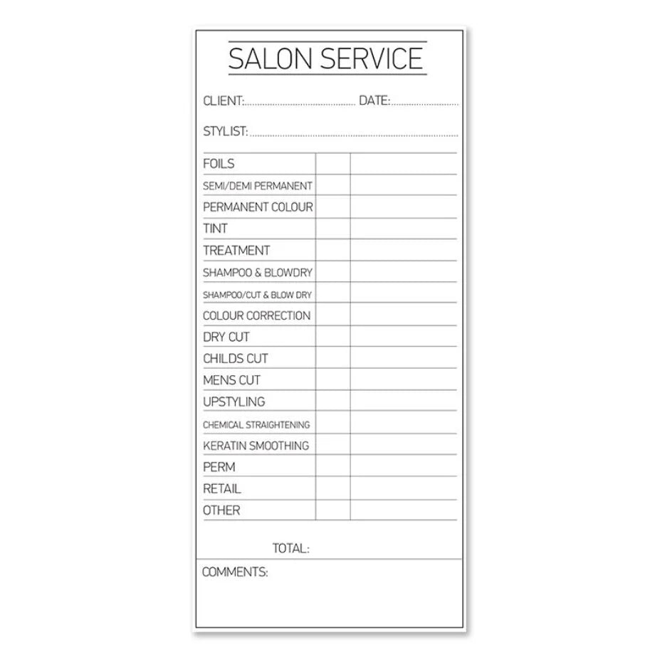 Salon Service Docket Pad 100pk