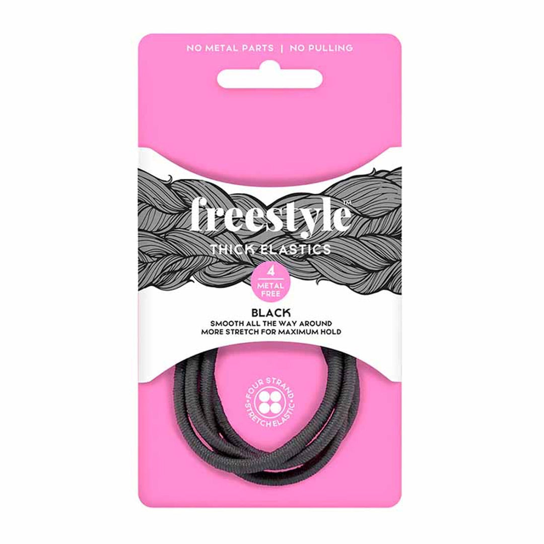 Freestyle Metal Free Thick Hair Elastics 4pc - Black