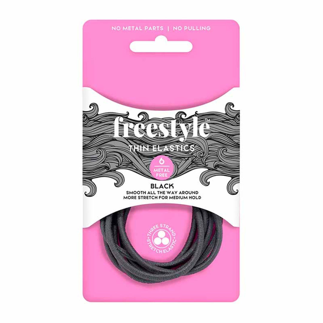 Freestyle Metal Free Thin Hair Elastics 6pc - Black