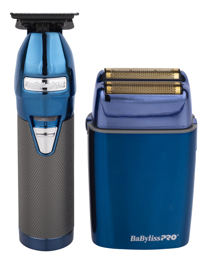 BaBylissPRO Blue Chrome Foil Shaver & Outliner Trimmer Pack